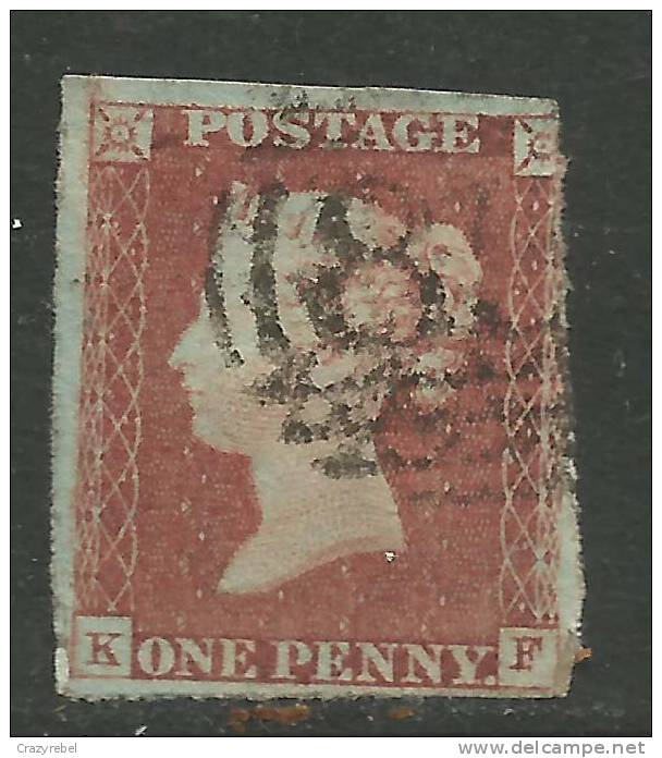 GB 1841 QV 1d Penny Red IMPERF Blued Paper ( K & F ) ( K539 ) - Used Stamps