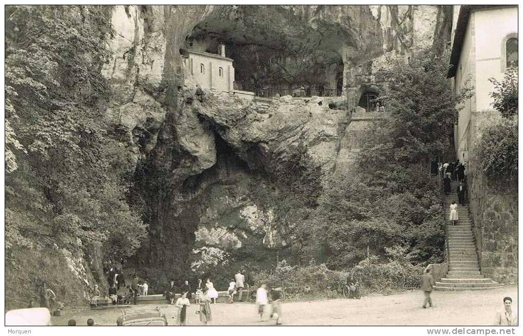 Postal COVADONGA (Asturias) Oviedo. Gruta Y Escalera De La Promesa - Asturias (Oviedo)