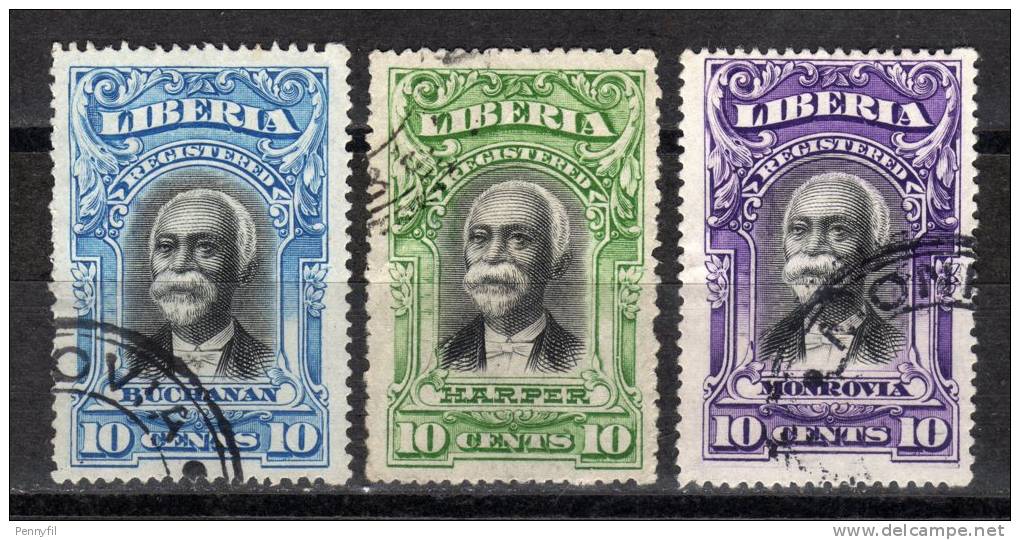 LIBERIA - 1903 YT 10+12+13 USED SERVICE IIa Scelta - Liberia