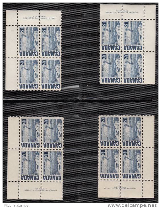 Canada 1967-73 Corner Plate Blocks, Plates #1,2 Mint No Hinge (see Desc), Sc# 461-465B - Nuevos