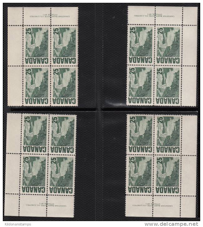 Canada 1967-73 corner plate blocks, plates #1,2 mint no hinge (see desc), Sc# 461-465B