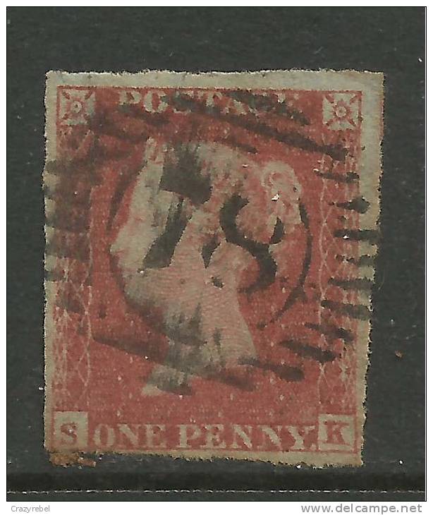 GB 1841 QV 1d Penny Red IMPERF Used Stamp ( S & K ) PMK 78( K537 ) - Gebraucht