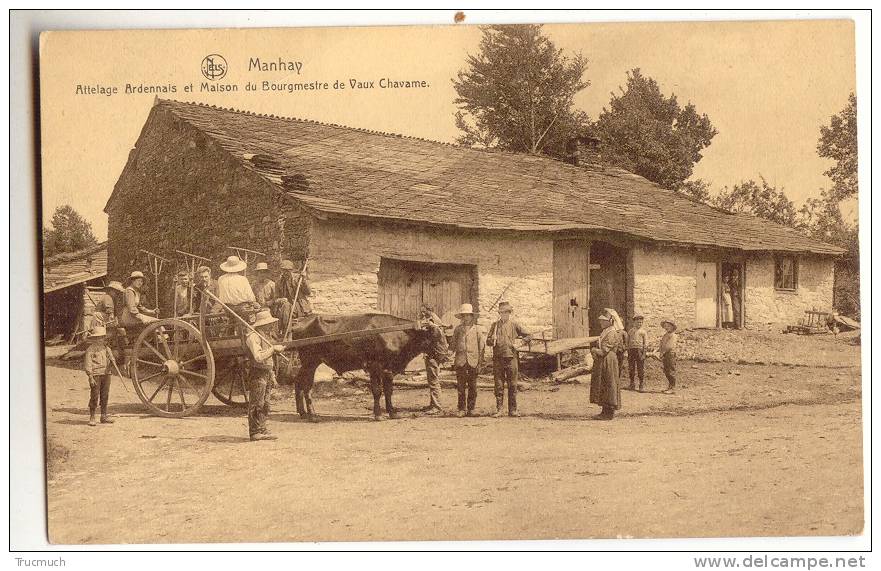 E1483 - Manhay - Attelage Ardennais Et Maison Du Bourgmestre De Vaux Chavanne - Manhay