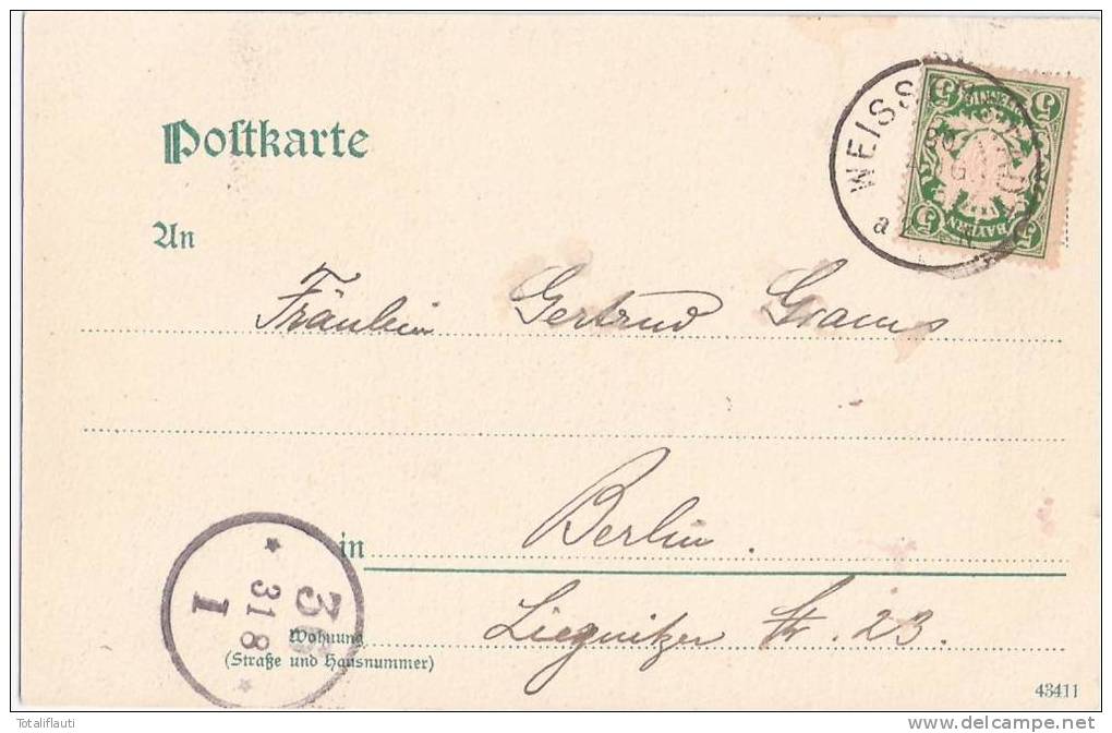 Gruss Aus Weissenstadt Kr Wunsiedel Color Königliches Forstamt 31.8.1905 Gelaufen - Wunsiedel