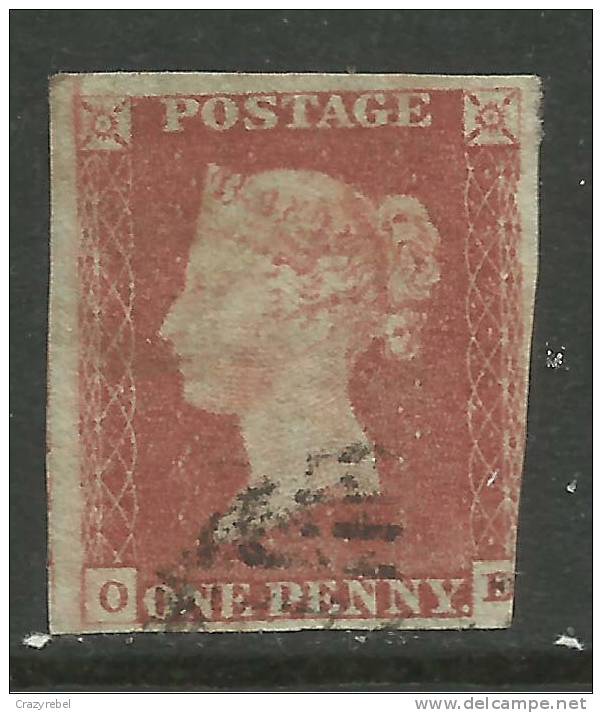 GB 1841 QV 1d Penny Red IMPERF Blued Paper (O & E) ( K543 ) - Oblitérés