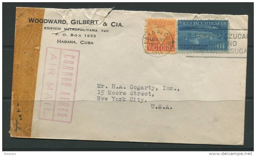 Cuba 1944 Cover Habana-USA Censored - Covers & Documents