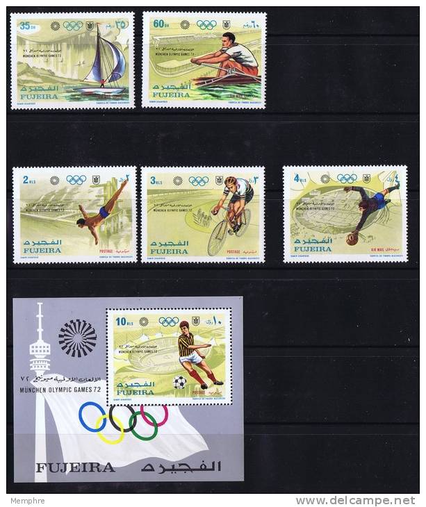 1971  Jeux Olympiques De Munich Voile, Aviron, Plongeon, Cyclisme, Football Michel 748-53 Bloc 71A * - Fujeira