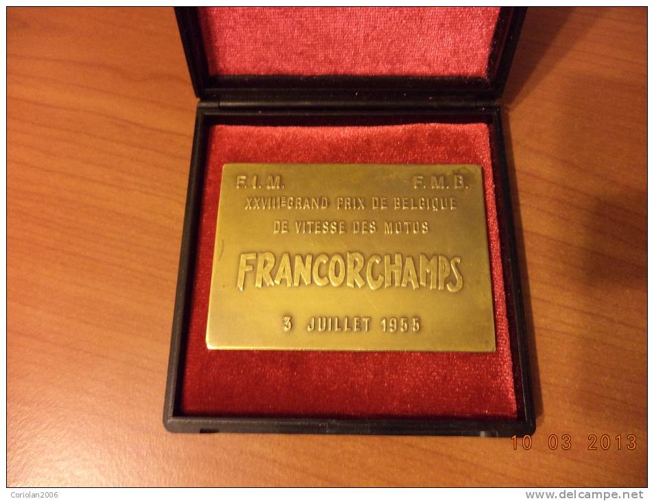 FRANCORCHAMPS - Plaque En Métal - Grand Prix Vitesse Moto 3 Juillet 1955 - Autres & Non Classés