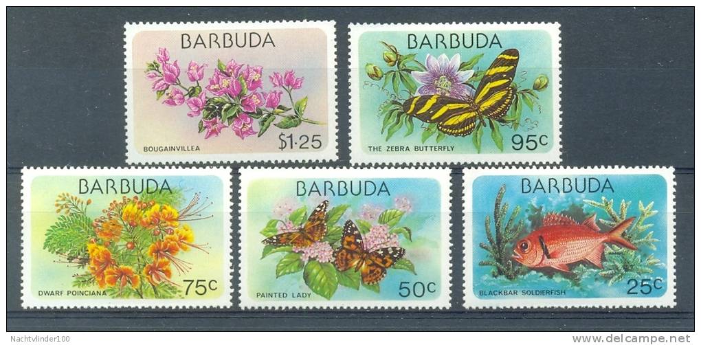 MR697 FAUNA VISSEN VLINDERS BLOEMEN FLORA FISH BUTTERFLIES FLOWERS BARBUDA 1978 PF/MNH # - Antigua And Barbuda (1981-...)