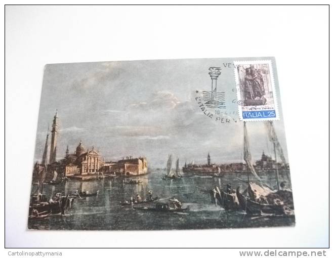 STORIA POSTALE Cartolina Annullo L'italia Per Venezia   Venezia 1973 Guardi  Bacino San Marco - 1971-80: Storia Postale