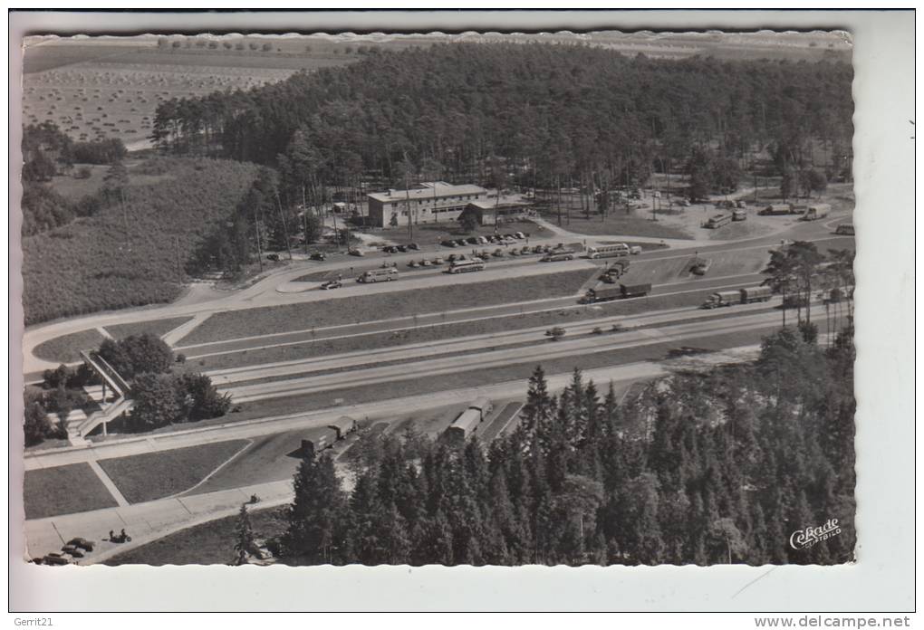 6102 PFUNGSTADT, Autobahn-Rasthaus, 1958, Luftaufnahme - Pfungstadt