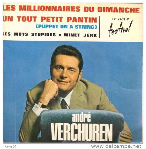 EP 45 RPM (7")  André Verchuren / Enrico Macias  "  Les Millionnaires Du Dimanche  " - Andere - Franstalig