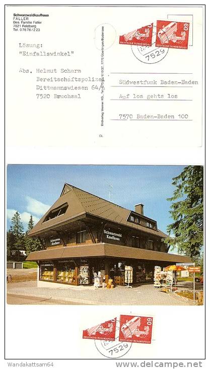 AK Schwarzwaldkaufhaus FALLER Bes. Familie Faller 7821 Feldberg 27.-3.84 - 17 7529 FORST Nach 7570 Baden-Baden - Feldberg