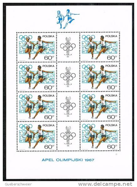 JO68-E/L15 - POLOGNE N° 1616/23 en feuillets de 8 avec logo neufs Hippisme - Boxe - Atrhlétisme