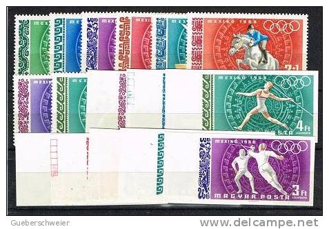 JO 97 - HONGRIE PA 301/08 D + ND + BF 71 D + ND Neufs** Jeux Olympiques De Mexico 1968 - Unused Stamps