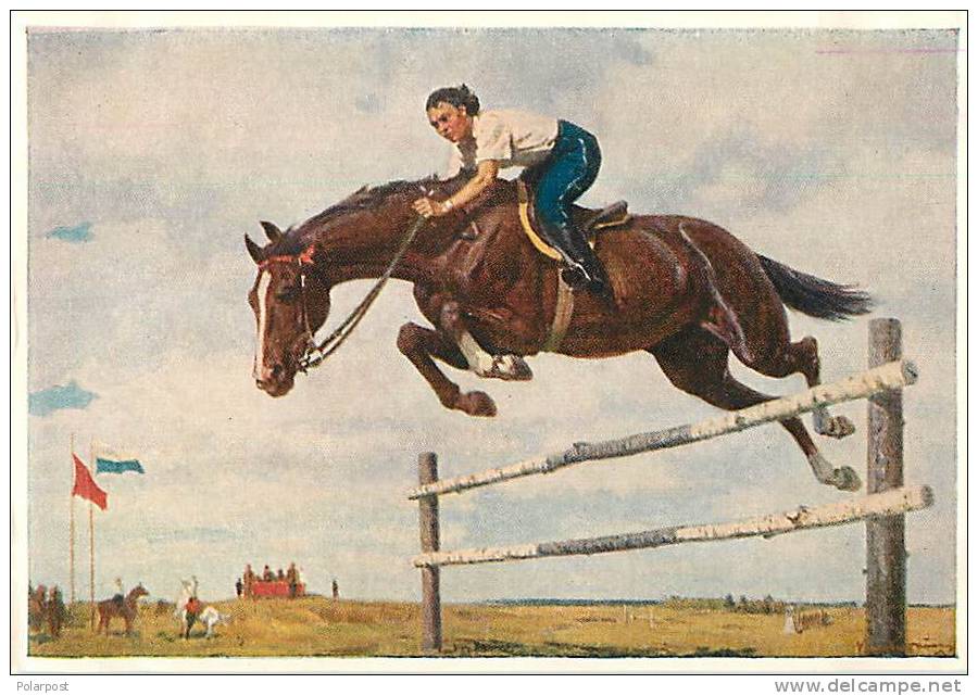 USSR 1954. PAINTING. K.D.KITAYKA&#8203;&#8203;. "Taken BARRIER Sport Master Kondratyev" - Russie