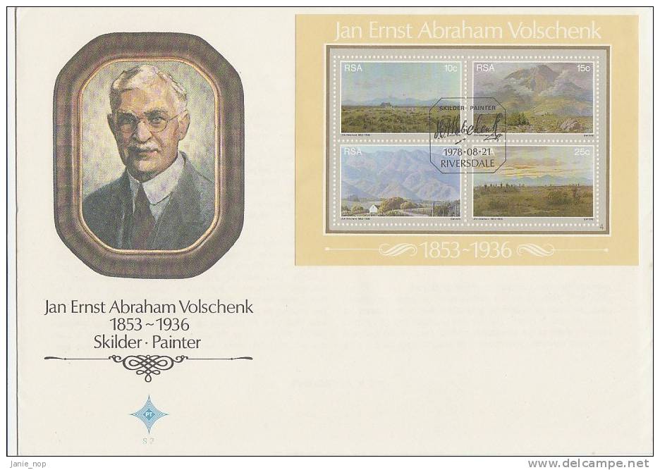South Africa-1978 Abraham Volschenk Souvenir Sheet  FDC - FDC