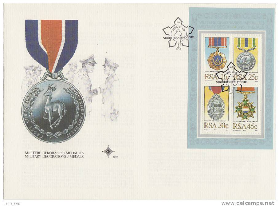 South Africa-1984 Military Medals Souvenir Sheet  FDC - FDC