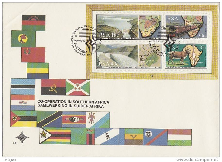 South Africa-1990 Co-Operation In South Africa MS FDC - FDC