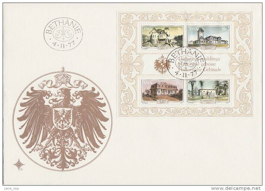 South West Africa-1977 Historic Houses Souvenir Sheet  FDC - FDC