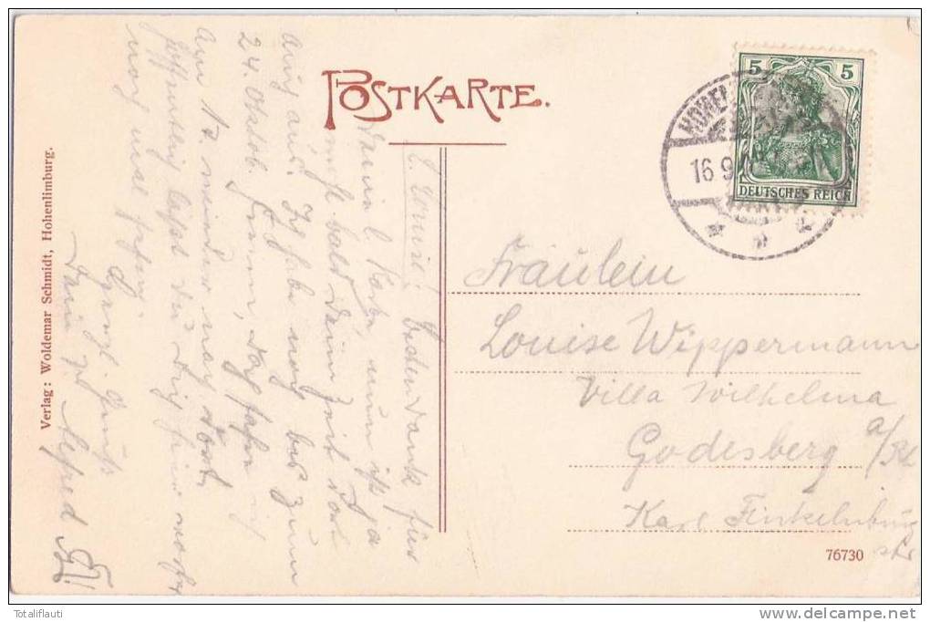 Hagen Sauerland Blick Vom Schloß Hohenlimburg 16.9.1907 Studentika Absender - Hagen