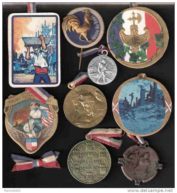 LOT #4  INSIGNE JOURNEE GRANDE GUERRE PATRIOTISME FRANCE POILU VICTOIRE ALLIES  PROPAGANDE - 1914-18