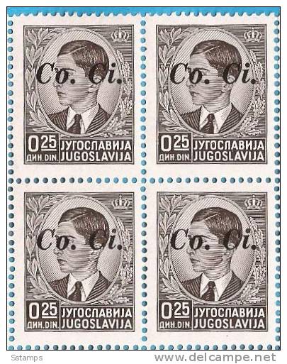 1941 X  1  SLOVENIJA Co. Ci. ITALIA OCCUPAZIONE LUBIANA II GUERRA MONDIALE  OVERPRINT INTERESSANTE  NEVER HINGED - Lubiana