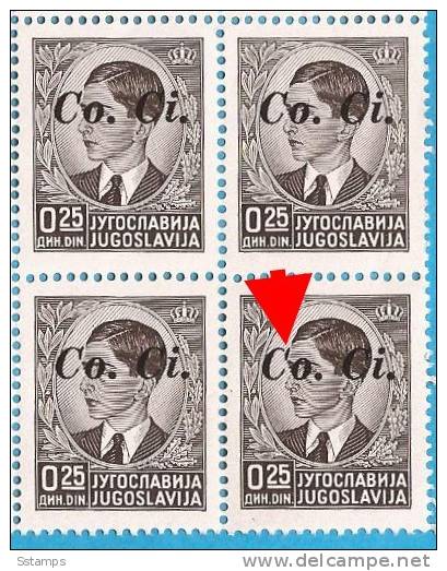 1941 X  1  SLOVENIJA Co. Ci. ITALIA OCCUPAZIONE E4RROR   OVERPRINT INTERESSANTE  NEVER HINGED - Lubiana