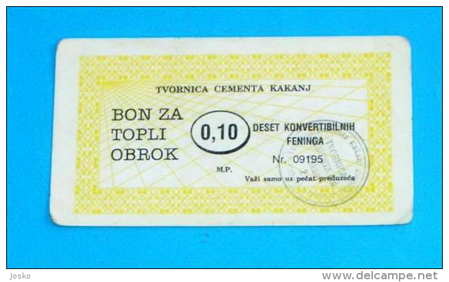 TVORNICA CEMENTA KAKANJ ( Bosnia And Herzegovina ) Coupon Voucher Bon Buono Vale Gutscheine Vouchers Coupons Bons Buoni - Bosnië En Herzegovina