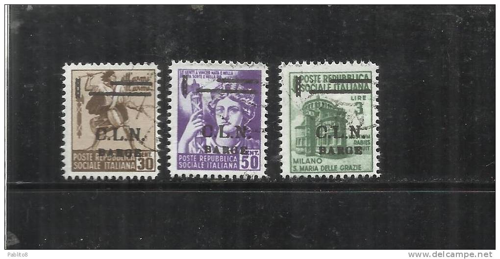 ITALY ITALIA 1945 CLN BARGE MONUMENTS DESTROYED OVERPRINTED MONUMENTI DISTRUTTI SOPRASTAMPATI 3 VAORI USED - National Liberation Committee (CLN)