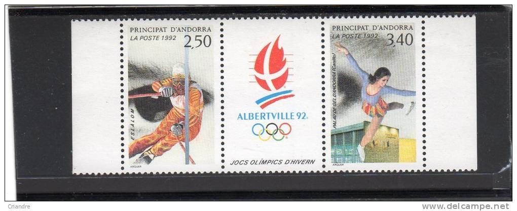 Andorre Français:1992 (JO Alberville )triptyqueN° 414A - Airmail