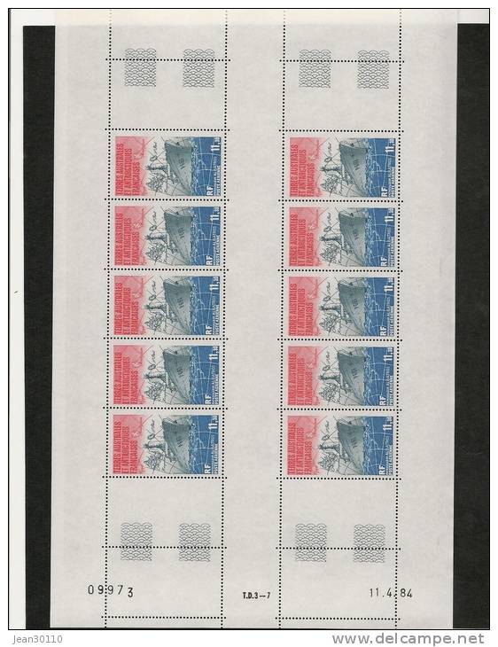 T.A.A.F P.A. Année 1984 N° Y/T 84** Feuille Entière Côte: 55,00 € - Blocs-feuillets