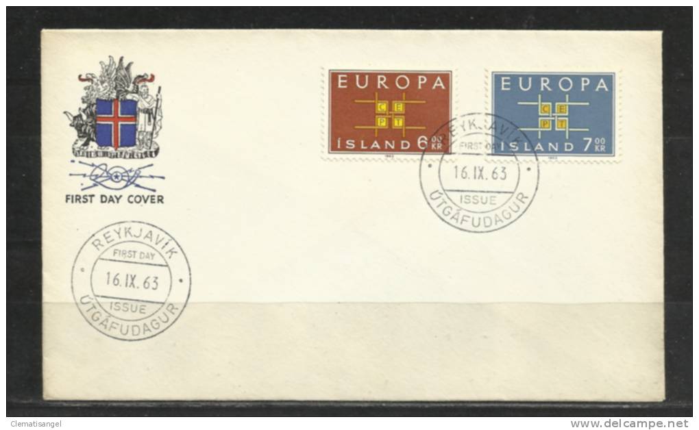 TOP!! ISLAND * EUROPA ERSTTAGSBRIEF 1963 **!! - 1963