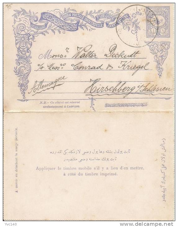 Turkey; Ottoman Postal Stationery Sent To Kirchberg From Salonique - Lettres & Documents