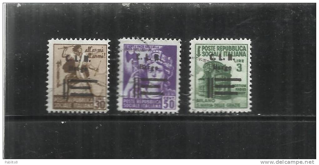 ITALY ITALIA 1945 CLN BARGE MONUMENTS DESTROYED OVERPRINTED MONUMENTI DISTRUTTI SOPRASTAMPATI 3 VALORI USED - Comitato Di Liberazione Nazionale (CLN)