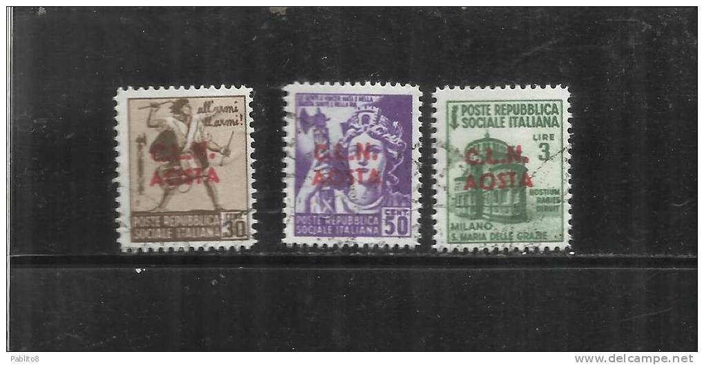 ITALY ITALIA 1945 CLN AOSTA MONUMENTS DESTROYED OVERPRINTED MONUMENTI DISTRUTTI SOPRASTAMPATI USED - Comitato Di Liberazione Nazionale (CLN)