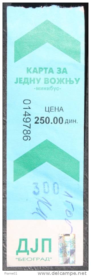 Tramway Ticket - Beograd  Serbia / Belgrade Serbie - Europa