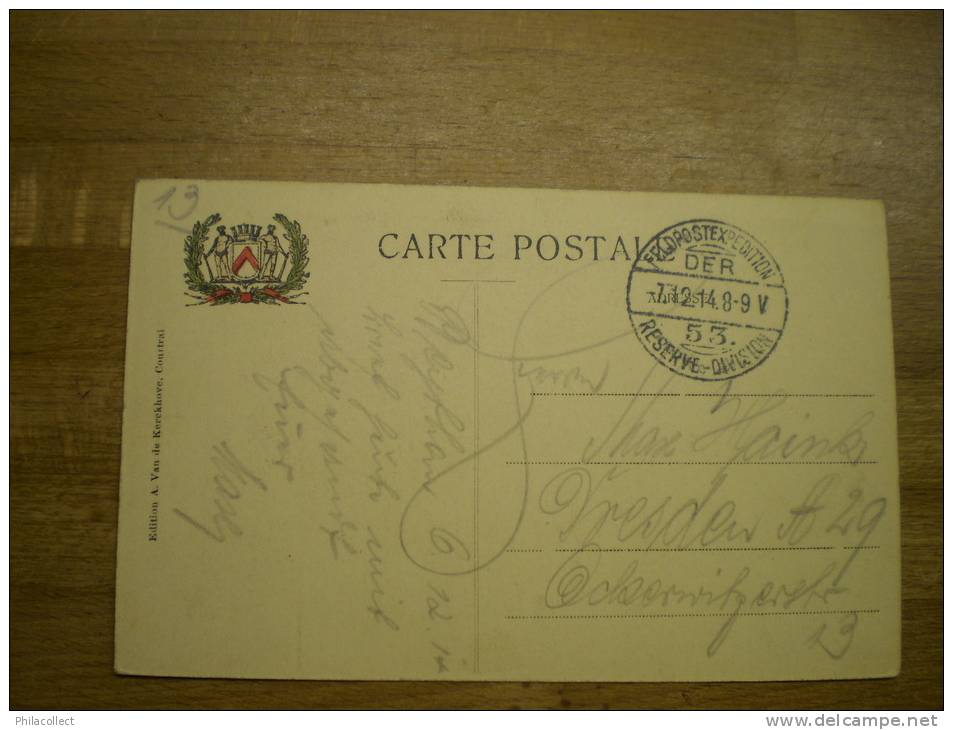 KORTRIJK/COURTRAI//Monume Nt Robbe (Animee) Feldpost 1914/Zeldzaam - Kortrijk
