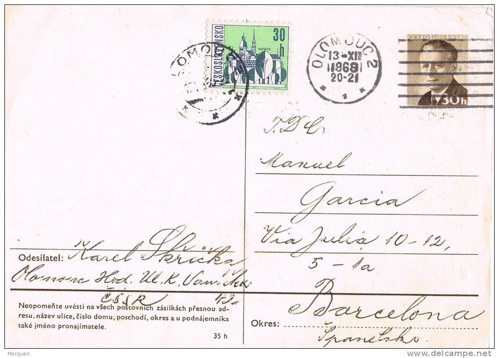 1914. Entero Postal OLOMOUC (Checoslovaquia) 1968,  30 H - Cartes Postales