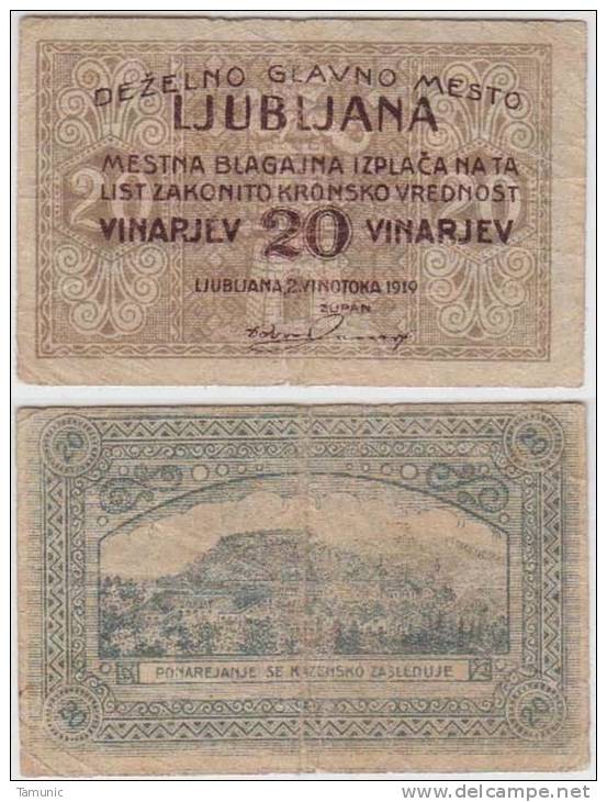 SLOVENIA DEZELNO GLAVNO MESTO LJUBLJANA 20 VINARJEV 1919 - Slovénie