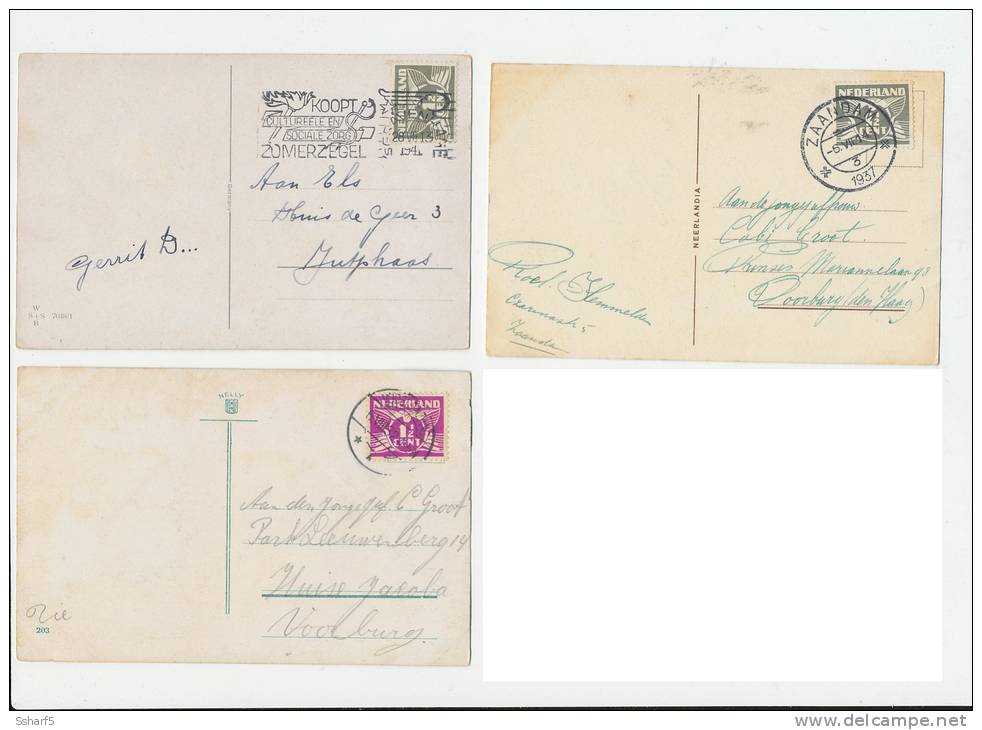 4 Cards Nederland 1930's JOHN WILLS + HENNY BOX + Unsigned - Andere & Zonder Classificatie
