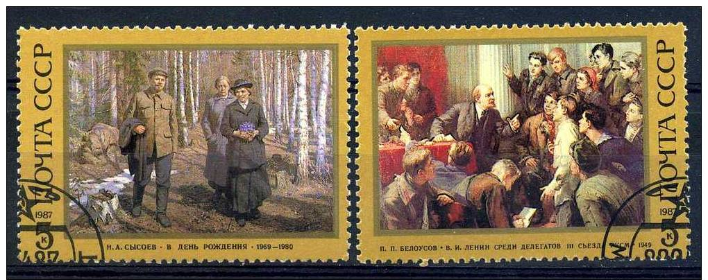 **6** - Russia & URSS 1987-117° Anniversario Della Nascita Di Lenin. Quadri - 2 Val. Oblit. - Belli - Usati