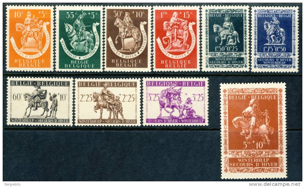 1943 Belgium MNH (**) Complete Set Of 10 Semipostal Stamps "WINTER HELP" Michel 614-623 - Unused Stamps