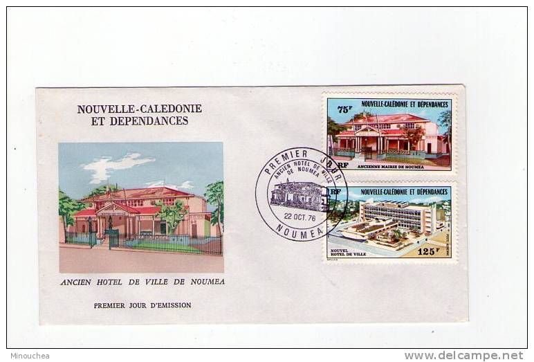 FDC Nouvelle Calédonie - Poste Aérienne - Ancien Hotel De Ville De Nouméa - Obl Du 22/10/76 (1er Jour) - Oblitérés