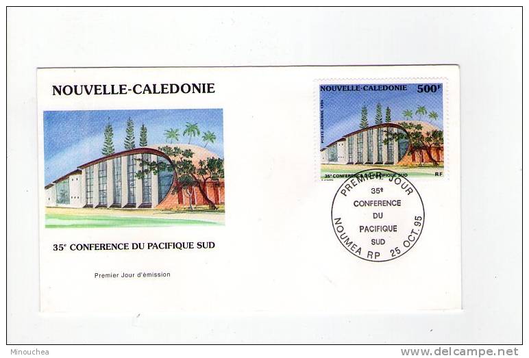 FDC Nouvelle Calédonie - Poste Aérienne - 35éme Conférence Du Pacifique Sud - Obl Du 25/10/95 (1er Jour) - Gebraucht