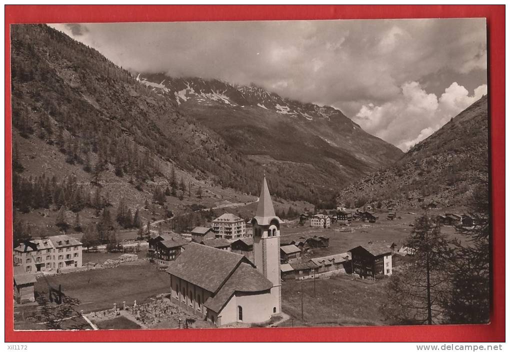 YSA-43 Saas-Almagell Mit Kirche, Friedhof U. Hotels Monte Moro U. Portjengrat.   Gelaufen.   Gyger 7417 - Saas-Almagell