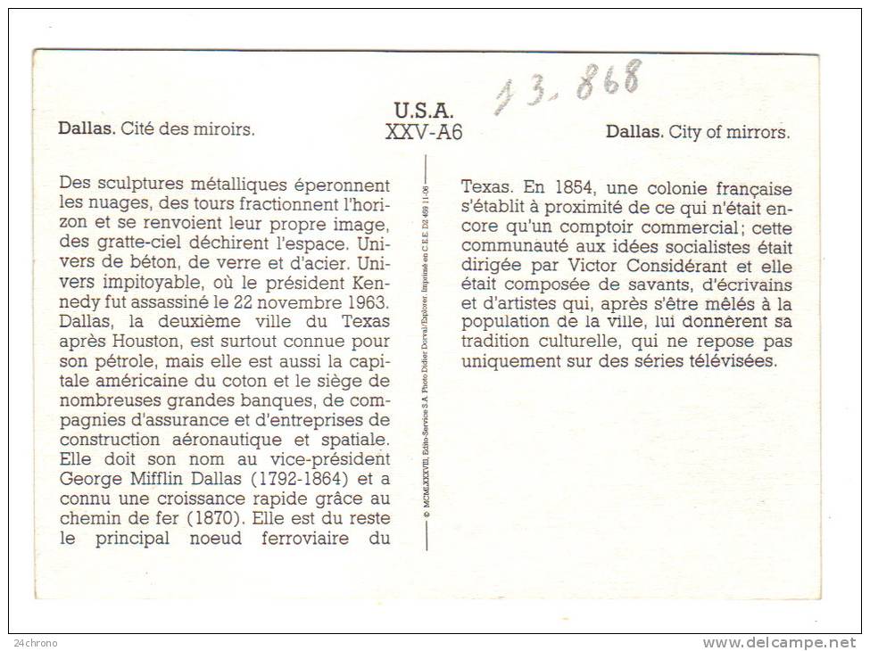 Etats Unis: Dallas, Cite Des Miroirs, Dallas, City Of Mirrors (13-868) - Dallas