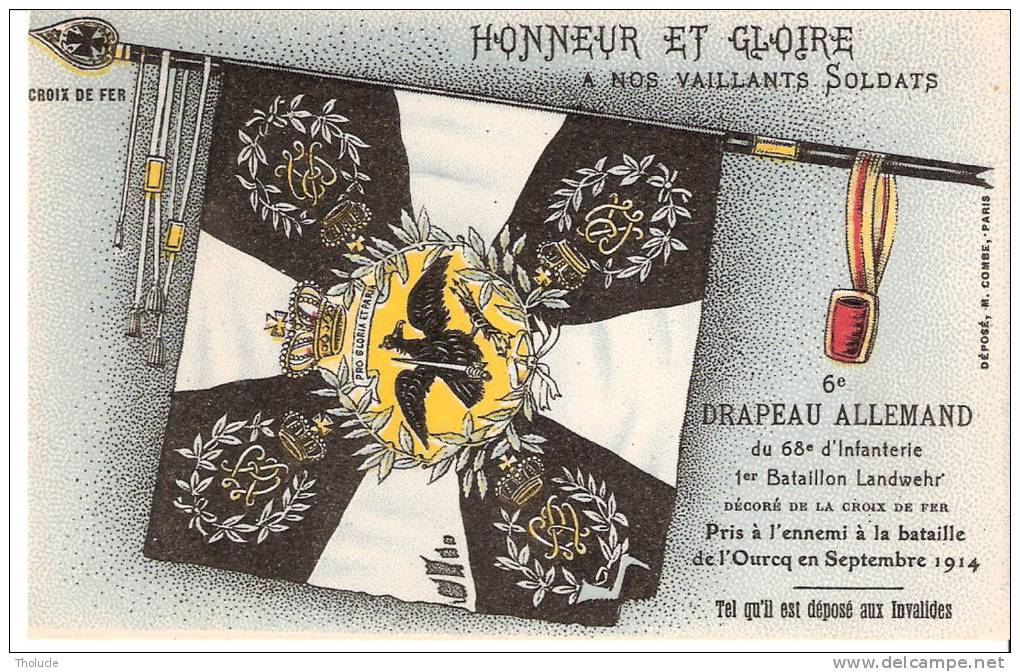 Guerre 1914-1918-Drapeau Allemand -Croix De Fer-pris à La Bataille De L´Ourcq-cachet "Inter Arma Caritas (voir Scan) - Guerra 1914-18