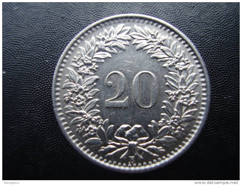 SWITZERLAND 1963 B  TWENTY  RAPPEN Copper-nickel USED COIN In VERY GOOD CONDITION. - Autres & Non Classés