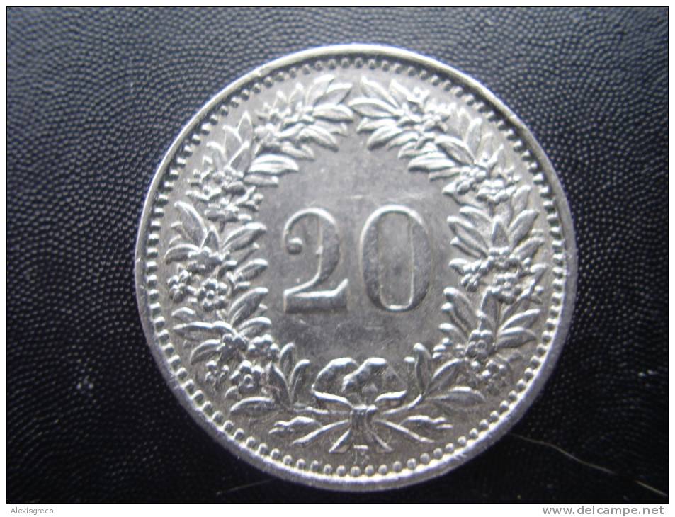 SWITZERLAND 1961 B  TWENTY  RAPPEN Copper-nickel USED COIN In  GOOD CONDITION. - Otros & Sin Clasificación